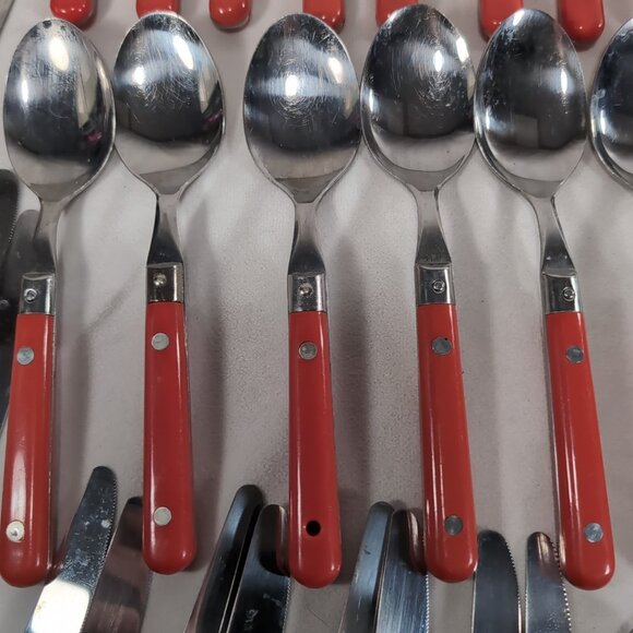 51 IKEA Red Stainless Steel Cutlery Flatware Serving Utensils Fork Spoon Knife - Picture 10 of 14